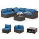 preview thumbnail 43 of 62, EROMMY 6/7 Piece Modular Outdoor Rattan Sofa Set, All-Weather Wicker Patio Furniture with Storage Table, Cushions & Pillows