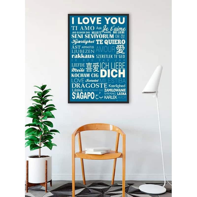 Different Languages "I Love You" Framed Poster - 24 x 36 Inch