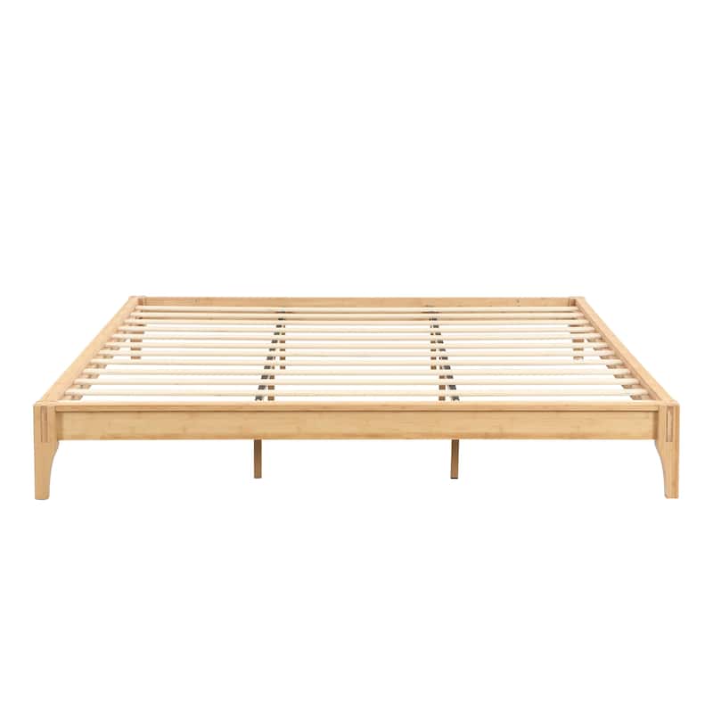 Open Frame Bamboo Platform Bed Frame, No Box Spring Needed, King Queen Full