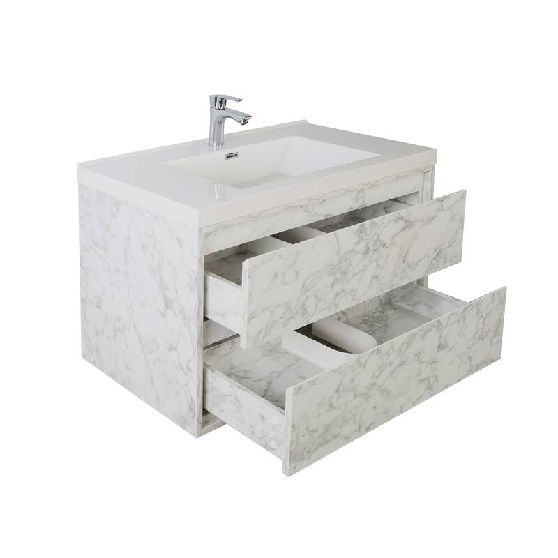 Sage 36" wall mounted bathroom vanity with single basin acrylic top