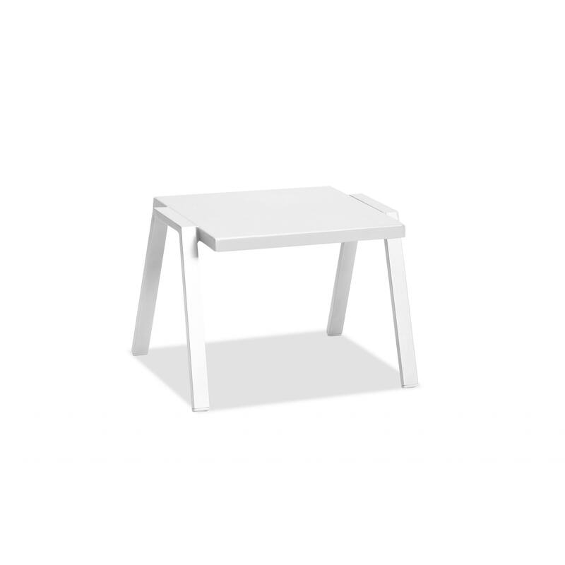 Modern Aluminum End Table Contemporary Rectangular Side Table for Living Room or Patio Space - 22”L x 18”W x 16”H - White