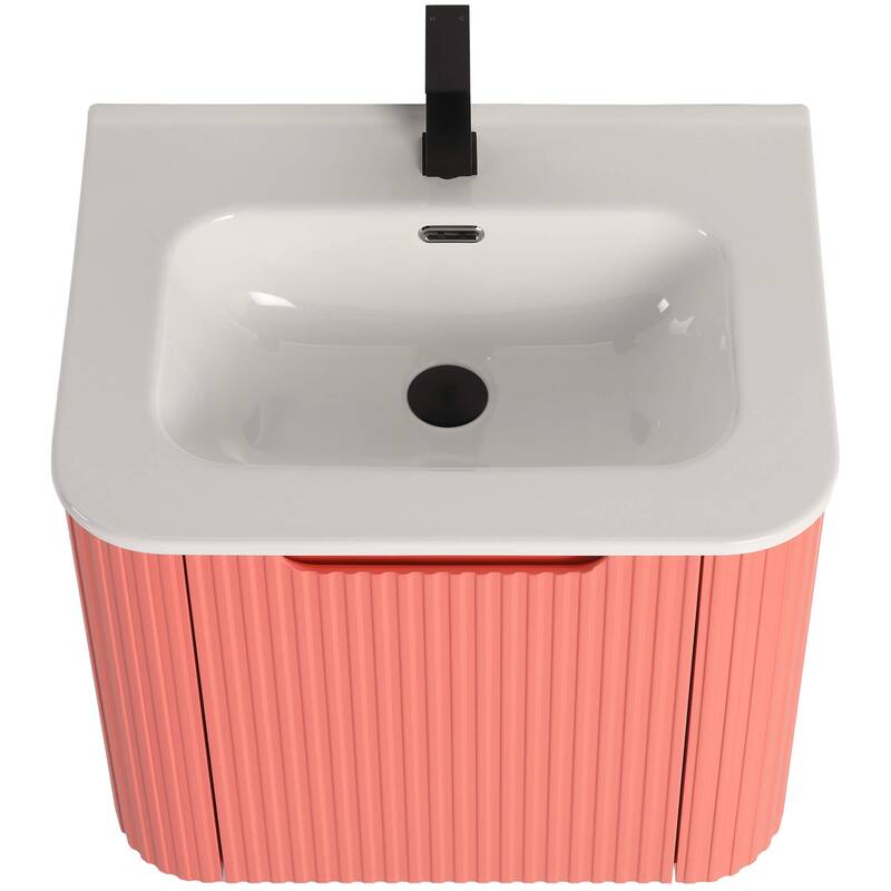 Caskvalley Modern Bathroom Vanity with Straight Fluted Design - Sink Included