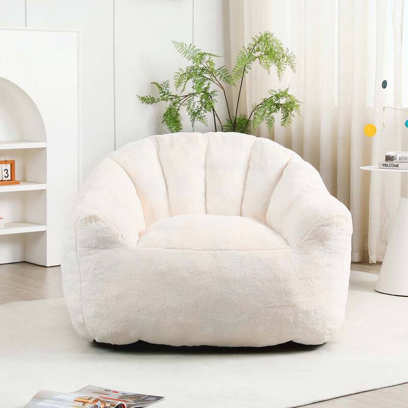 Bean Bag Sofa Chair with Armrests for Adults,Perfect for Living Room and Bedroom Relaxation - White
