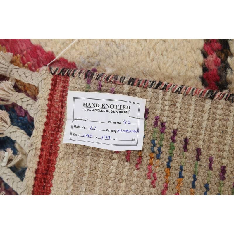 Tribal Geometric Moroccan Oriental Wool Area Rug Hand-knotted Carpet - 5'10" x 9'11"