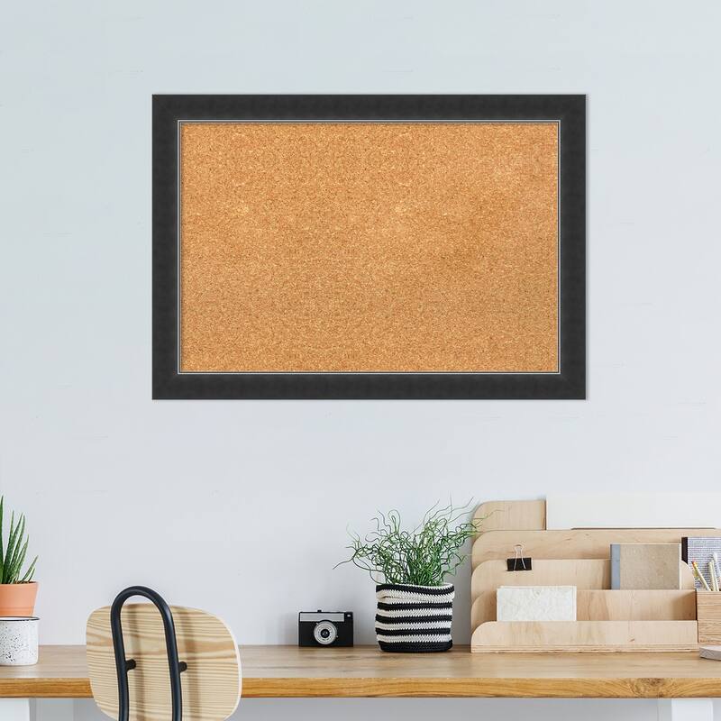 Corvino Black Narrow Wood Framed Natural Corkboard Bulletin Board