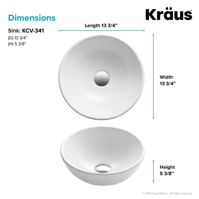 Kraus Elavo 13-27/40" Vitreous China Vessel Bathroom Sink