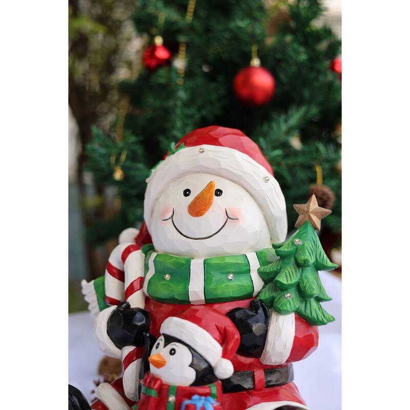LED Lighted Snowman and Penguin Christmas Figurine - 13.5"