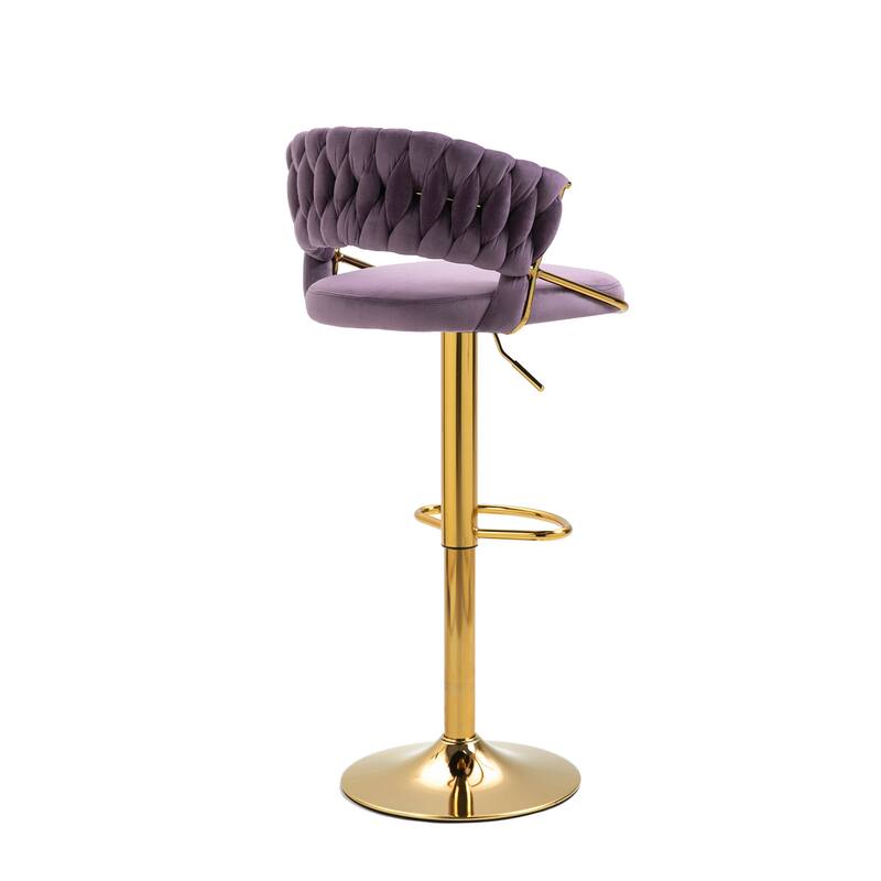 Modern Velvet Counter Bar Stools with Backs(Set of 2)