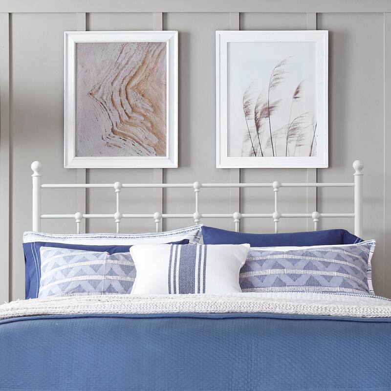 Hillsdale Furniture Providence Traditional Spindle Metal Headboard - Soft White - Queen
