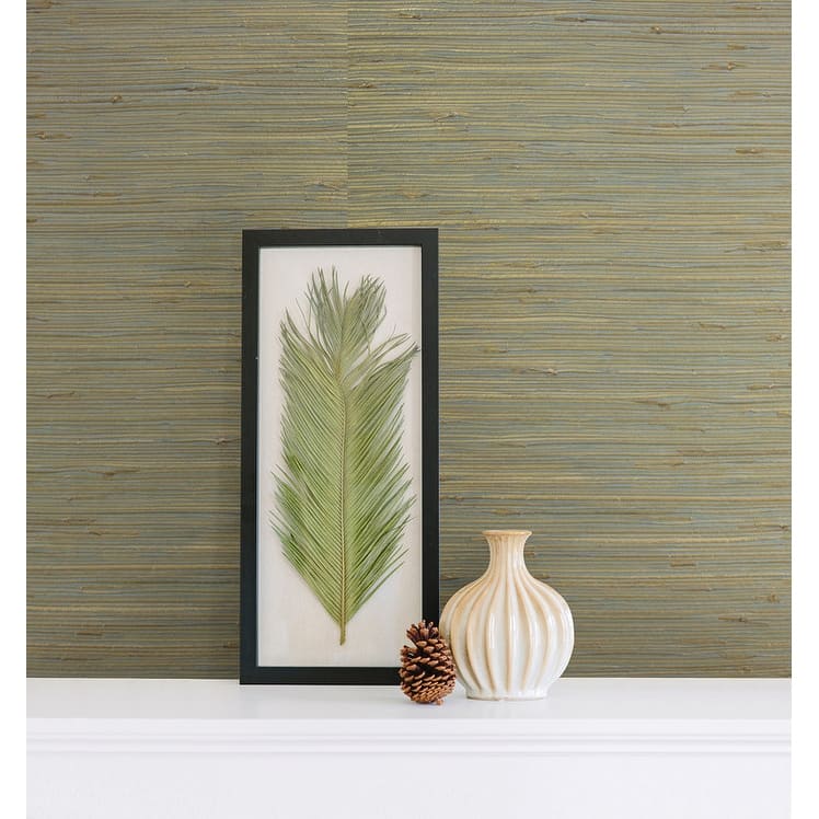 Advantage Arina Turquoise Grasscloth Wallpaper - 36in x 288in x 16.025in