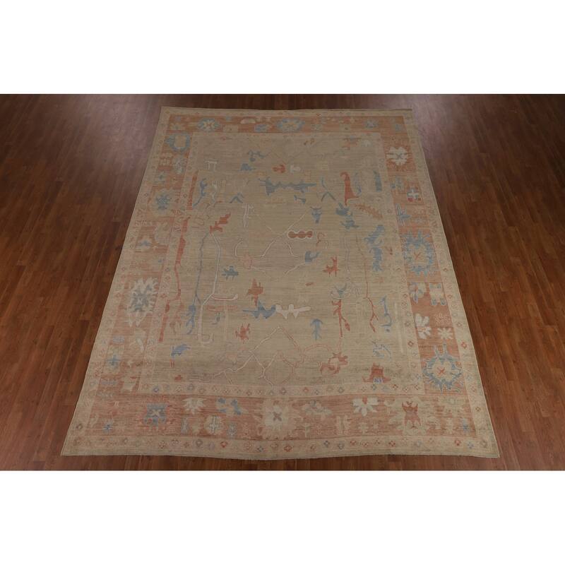 Orange Oushak Turkish Area Rug Handmade Vegetable Dyewool Carpet - 9'4"x 12'0"