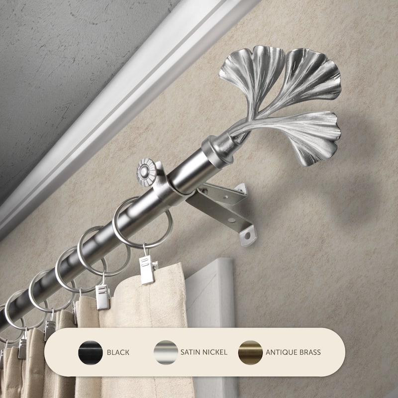 InStyleDesign Sunder Adjustable Curtain Rod 13/16 inch dia. - 66 to 120 inches - Satin Nickel