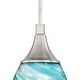 preview thumbnail 8 of 7, Milano Satin Nickel Blue and Green Glass Mini Pendant Ceiling Light - 4.75-in W x 9.75-in H x 4.75-in D