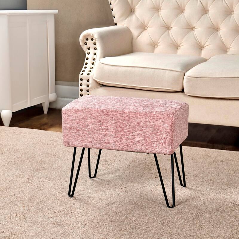 Jacquard Chenille Ottoman - 19" x 13" x 17"H - Tanga - Rose Quartz