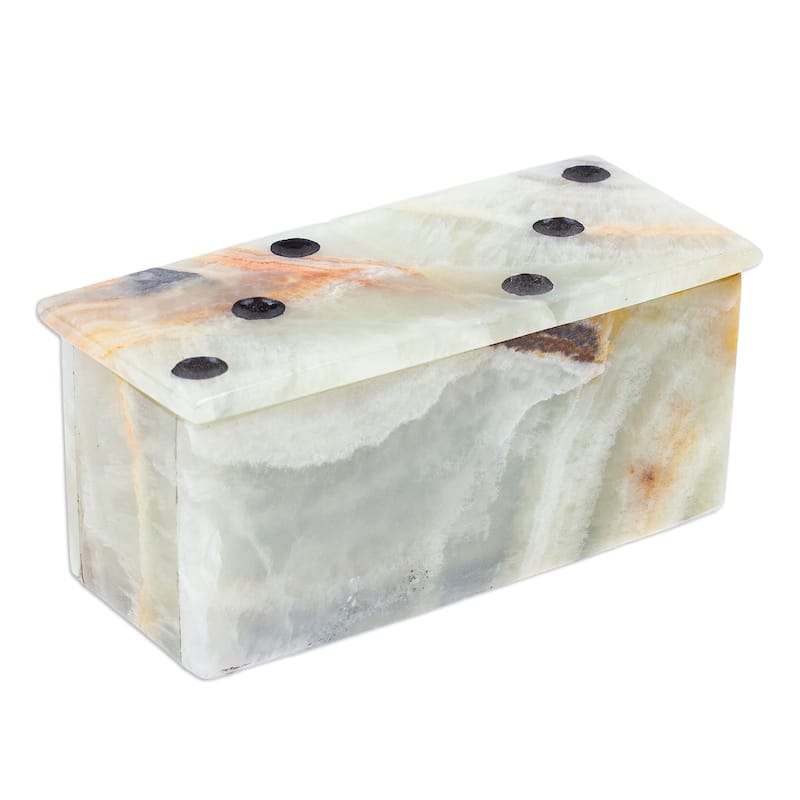 Novica Handmade Precious Strategy Onyx And Marble Domino Set