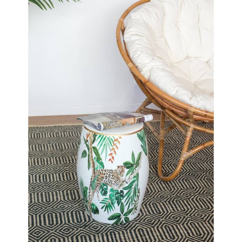 Round Jungle Ceramic Stool - 18"