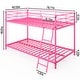 preview thumbnail 19 of 32, Twin Round Pipe Bunk Low Bed Guardrail Angled Ladder Iron Bed USA