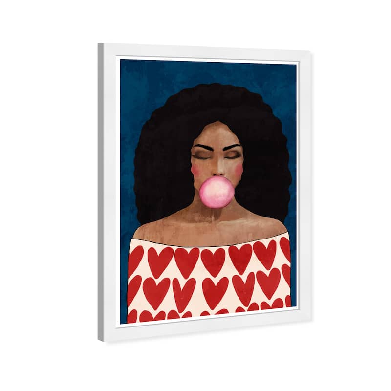 Wynwood Studio Prints Fashion and Glam I love bubblegum Red and Dark Blue Modern & Contemporary Wall Art Canvas Print