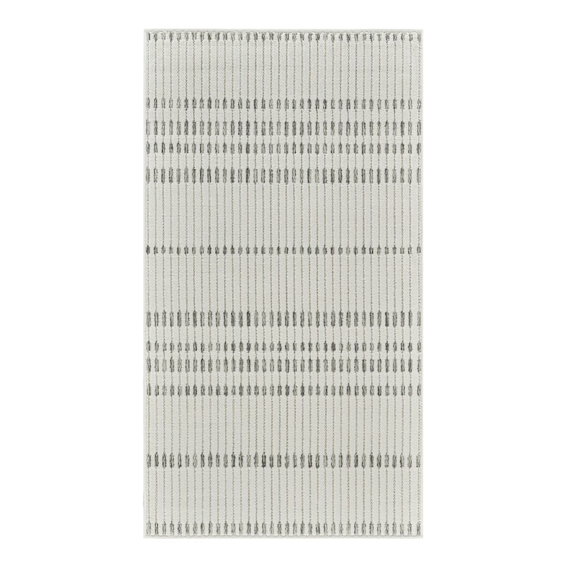 Jasi Stripe Weather Resistant Sleek Contemporary Runner Outdoor Rug