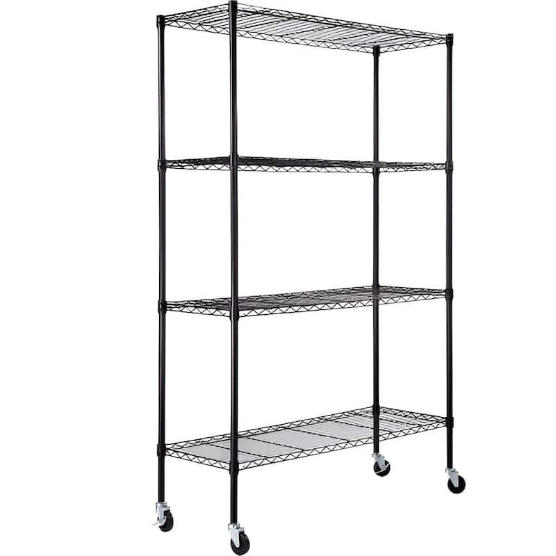 4-Tier Adjustable Heavy Duty Metal Storage Rack on Wheels - 47.2" x 17.7" x 74"