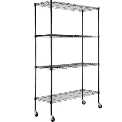4-Tier Adjustable Heavy Duty Metal Storage Rack on Wheels - 47.2" x 17.7" x 74"