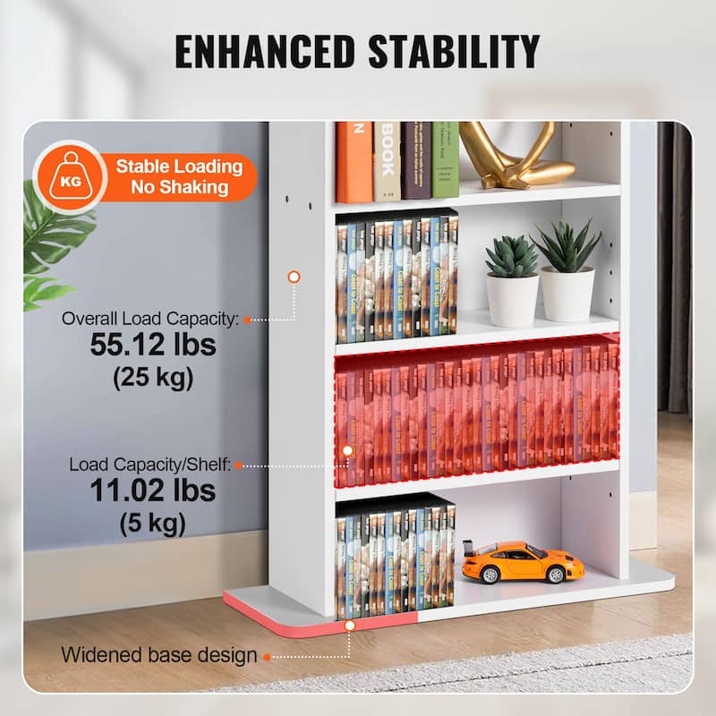 Media Storage Cabinet, DVD Cabinet with Doors and Shelves, CD Storage, Adjustable DVD Shelf, Protects & Organizes Music