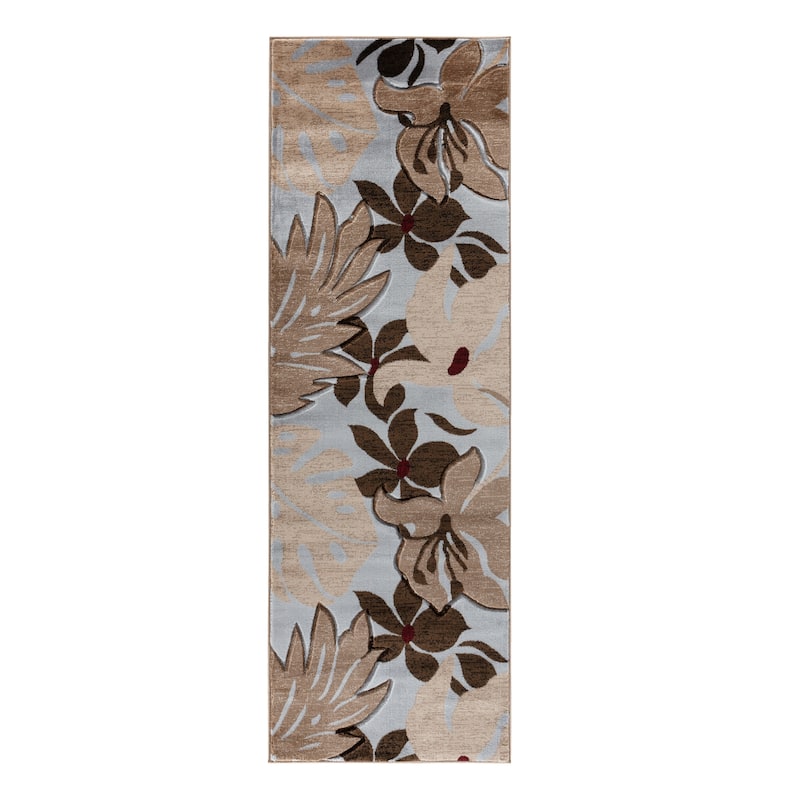 Glamour Floral Collection Polypropylene Area Rug