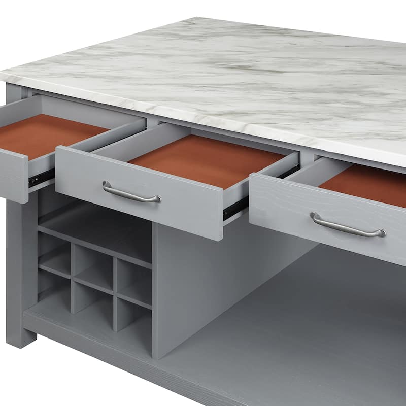 Graneger Farmhouse Wood Multi-Storage Kitchen Island by Furniture of America