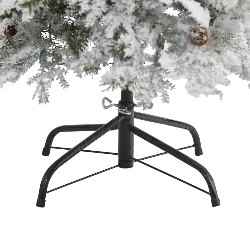 5' Montana Spruce Flocked Artificial Christmas Tree, Clear LED Lights - 5 Foot