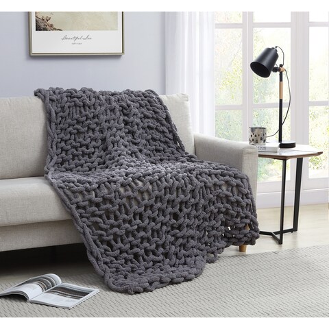 Asher Home Chunky Knit Chenille Throw Blanket