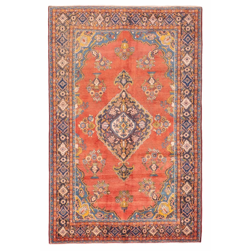 ECARPETGALLERY Hand-knotted Kayseri Vintage Light Red Wool Rug - 6'8 x 10'4