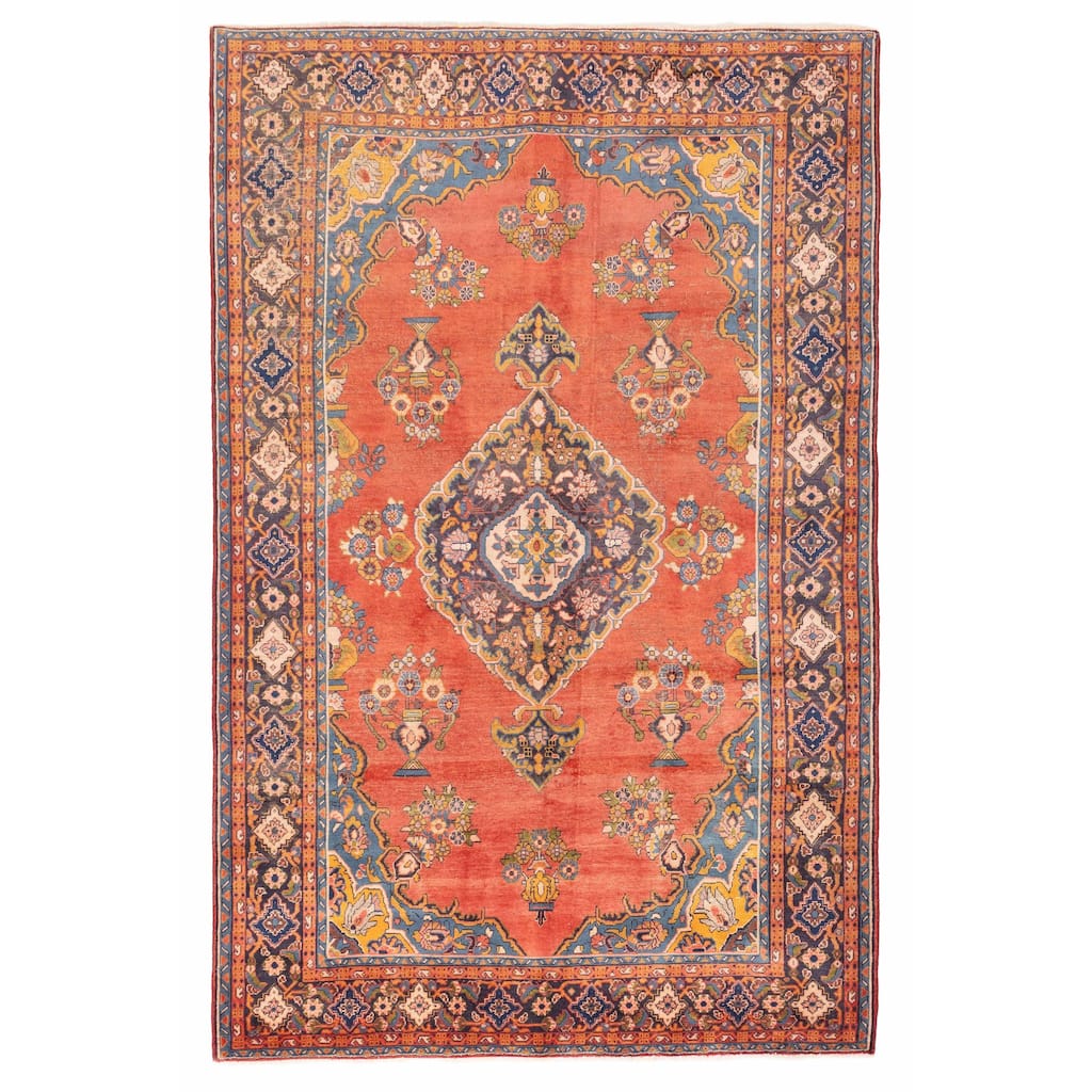 ECARPETGALLERY Hand-knotted Kayseri Vintage Light Red Wool Rug - 6'8 x 10'4