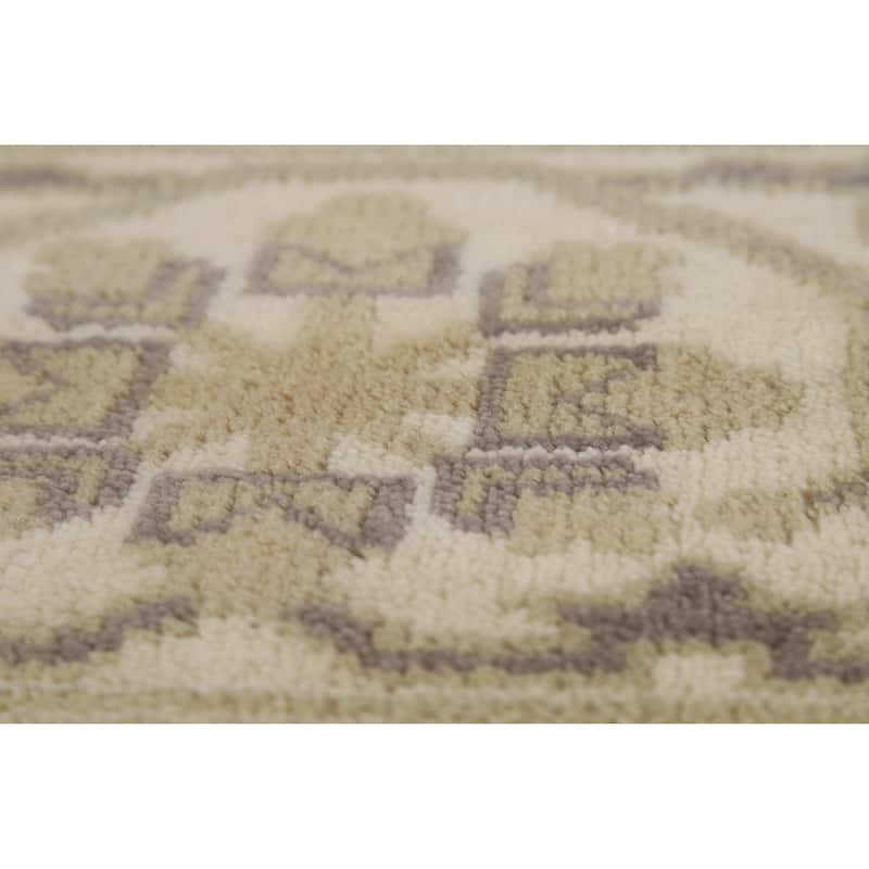 Transitional Beige Oushak Indian Area Rug Handmade Wool Carpet - 8'9" x 12'1"