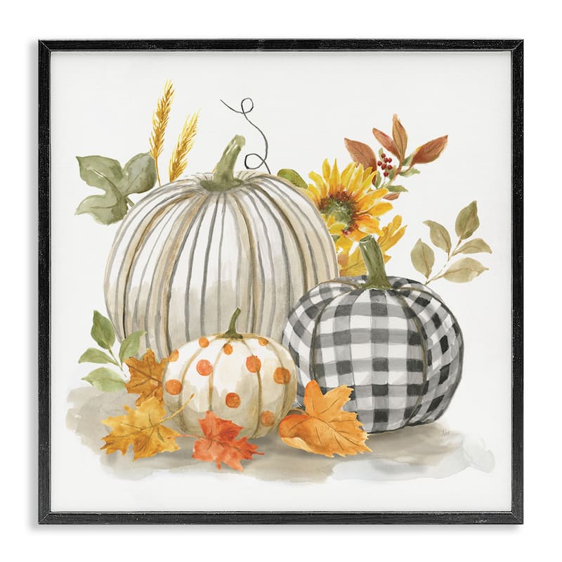 Stupell Patterned Pumpkins Autumn Harvest Country Still Life Framed Wall Art