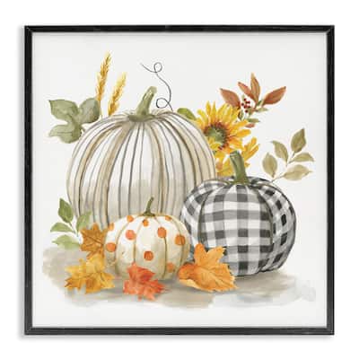 Stupell Patterned Pumpkins Autumn Harvest Country Still Life Framed Wall Art