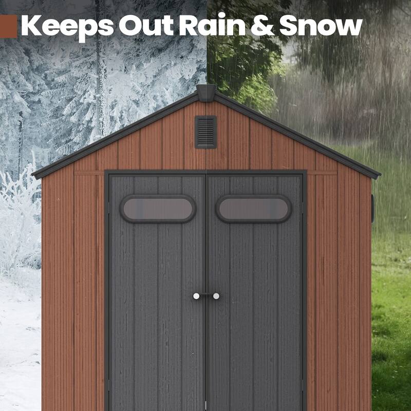 8X8/8X10/8X12 FT Resin Outdoor Storage Shed with Window Vent Floor for Patio Furniture and Tools