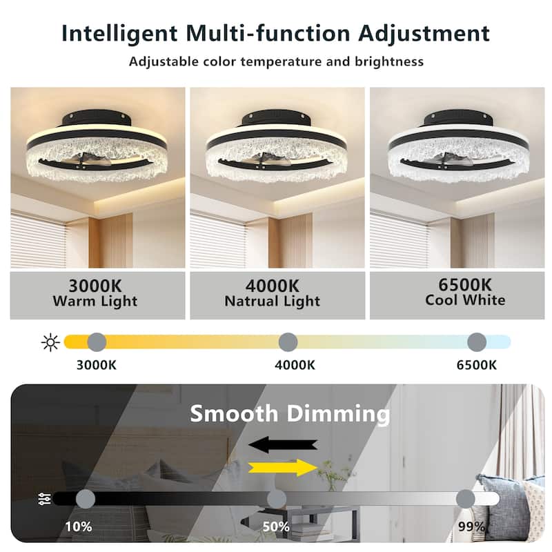 16" Quiet Ceiling Fan with Light