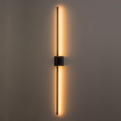 C Cattleya 2-Light 47.25" Matte Black Integrated LED Indoor Wall Light Vanity Light Bar