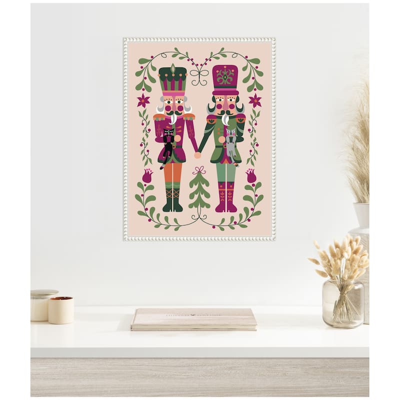 Kate and Laurel Sylvie Beaded Nutcrackers Framed Canvas by Rachel Lee