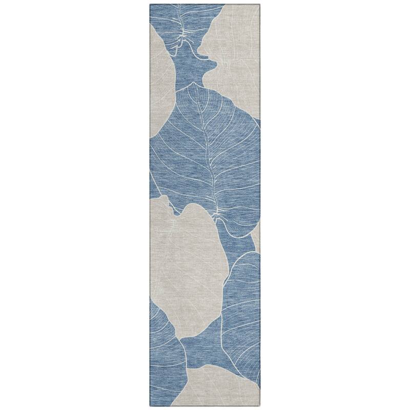 Machine Washable Indoor/ Outdoor Tropical Floral Chantille Rug
