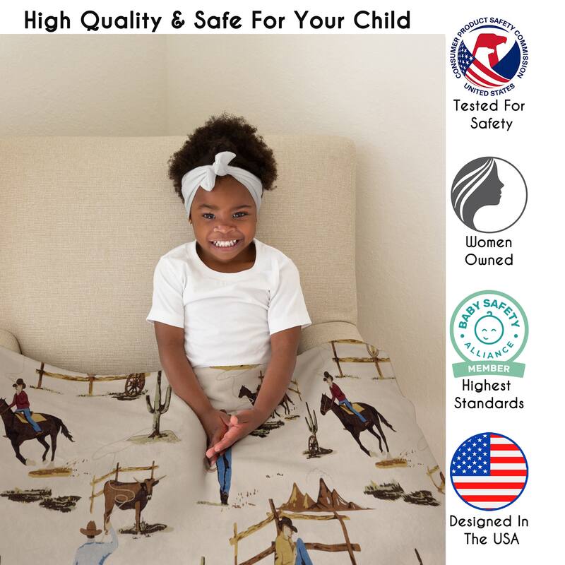 Sweet Jojo Designs Brown Western Cowboy Boy Toddler Blanket Baby Swaddle - Wild West, Southern Charm, Country South, Horse Steer