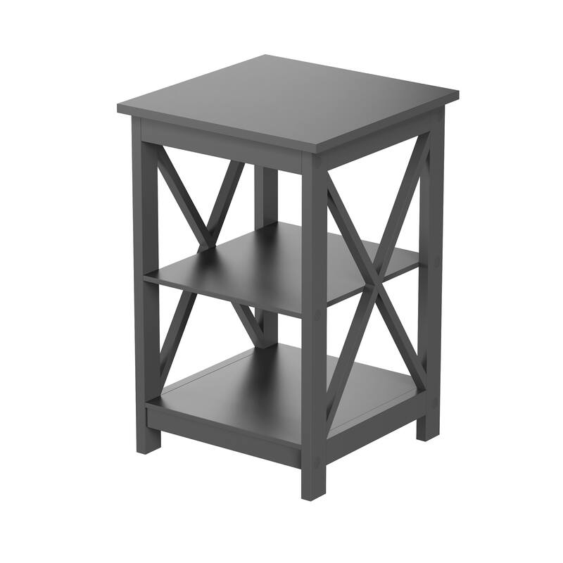 Somerset Home Bedside or End Table with X-Legs, Gray