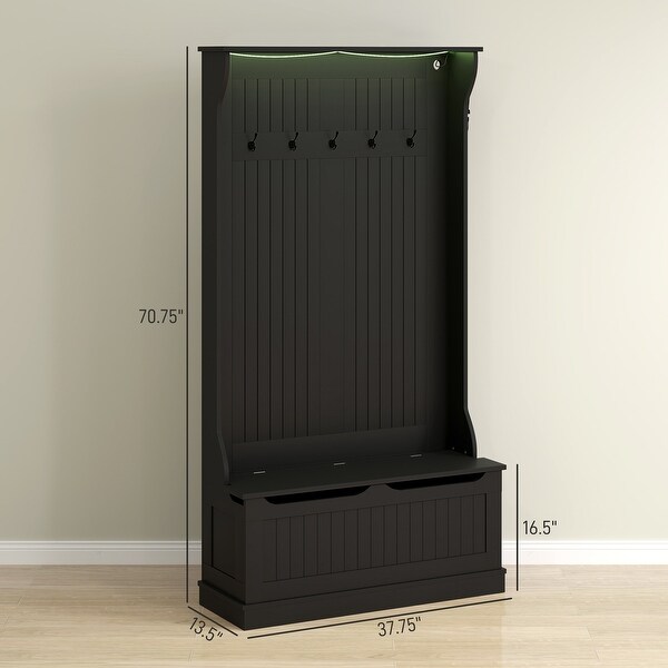HOMCOM 3-In-1 Hall Tree with LED Lights and Shoe Storage
