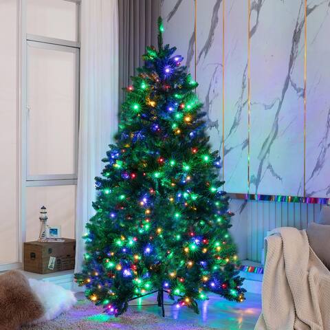 Green Fir Spruce Artificial Christmas Tree With 500 Led Multi-color Lights