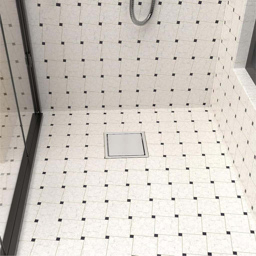 4/6-Inch Square Shower Drain, Reversible Tile Insert
