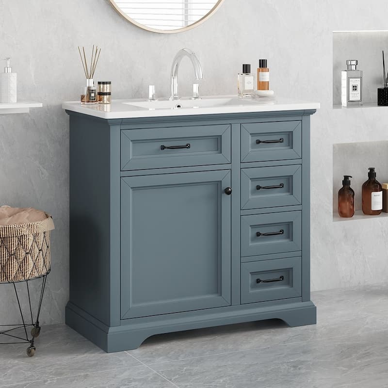 36"Freestanding Bathroom Vanity with Ceramic Sink