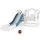 preview thumbnail 8 of 17, 4-in-1 Kids Slide and Swing Set with Basketball Hoop - 73" x 59" x 36" (L x W x H)