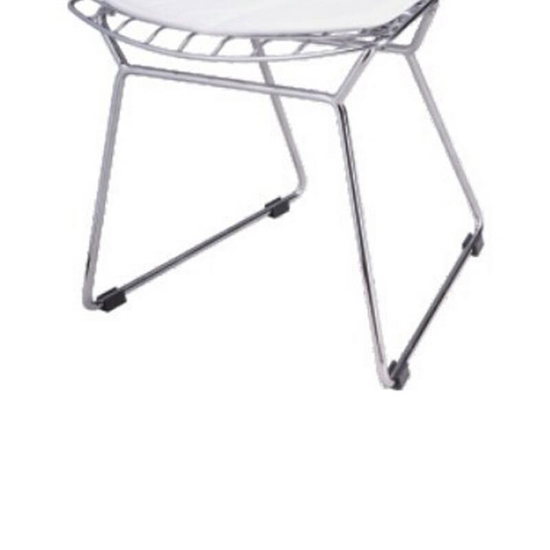 Kids Shuttle Chair Set of 2, White Faux Leather, Mesh Chrome Metal