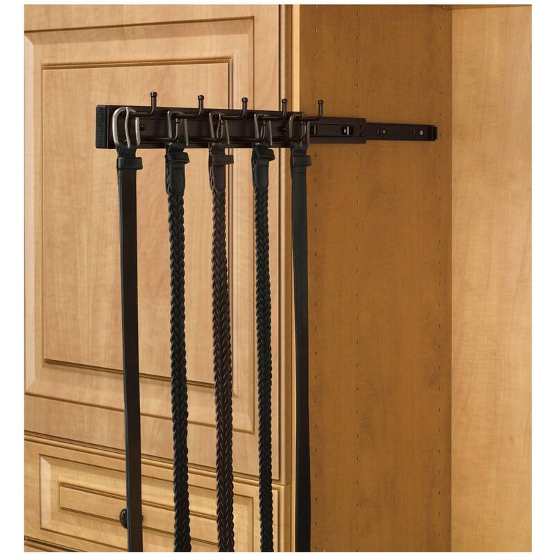 Rev-A-Shelf BRC Series 12 Inch Pull Out Belt and Tie Rack with 9 Hooks