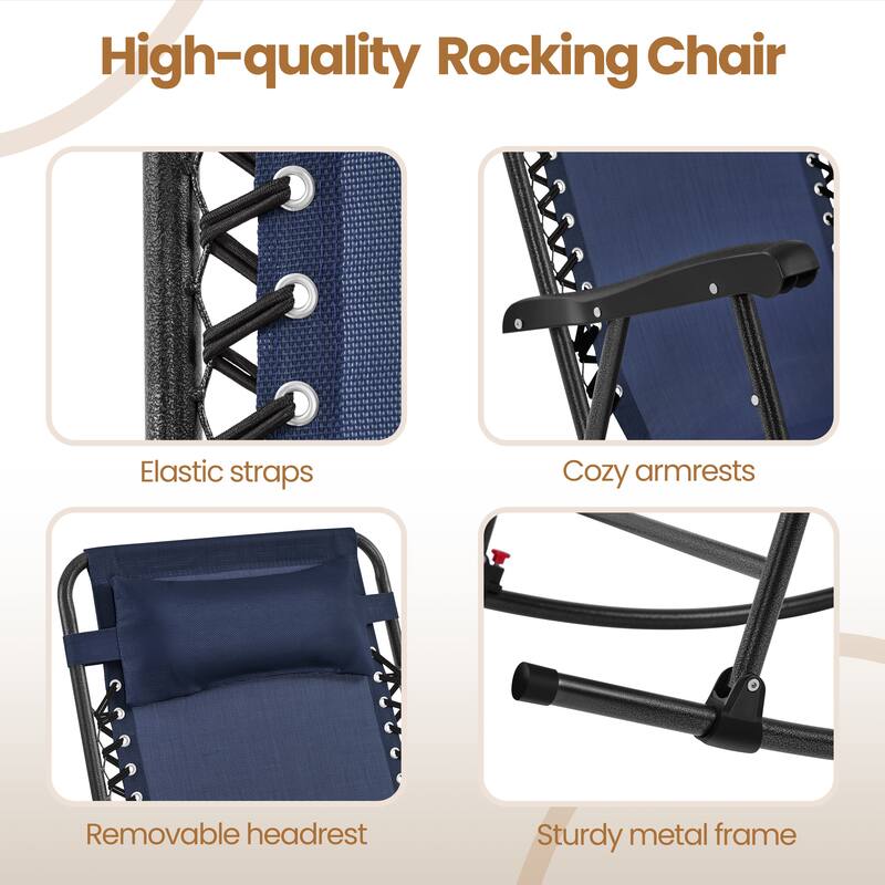 Yaheetech 26in Rocking Chair Foldable Outdoor Lounge Chair